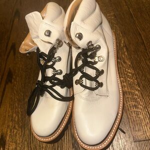 Marc Fisher LTD Women's White Leather Lug Sole Boots